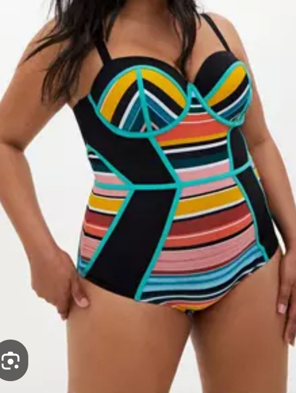 Torrid Slim Fix Underwire Piping One Piece Swimsuit